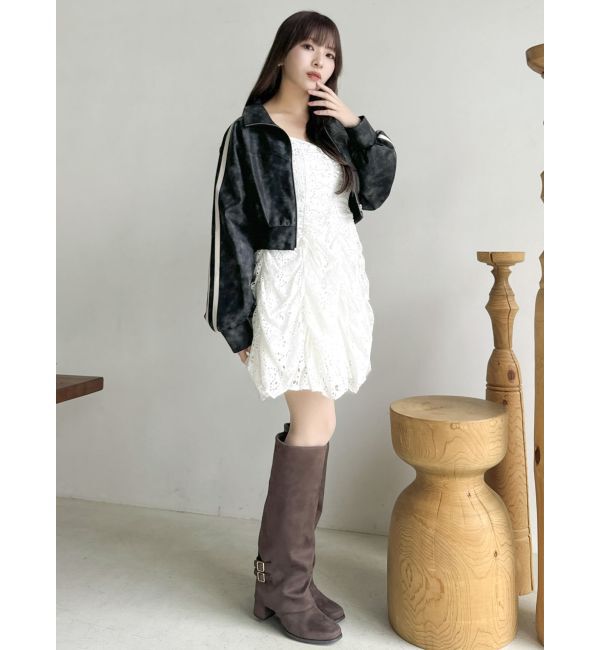 dazzlin「フェイクレザートラックブルゾン」|ブルゾン・スタジャン|