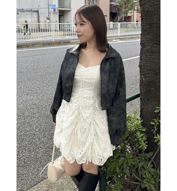 dazzlin「フェイクレザートラックブルゾン」|ブルゾン・スタジャン|