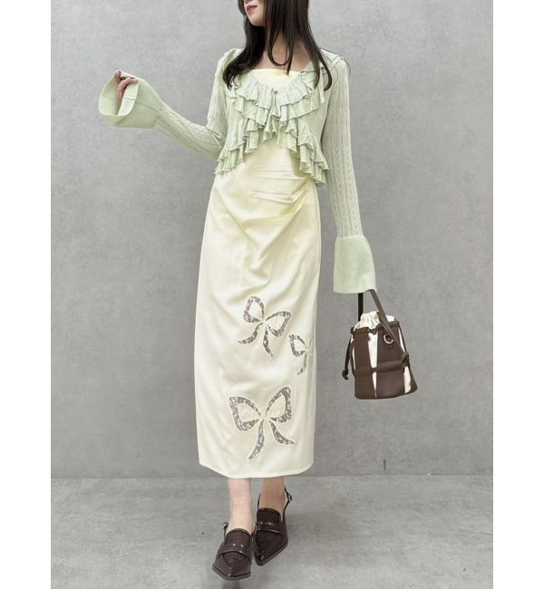 dazzlin「レースリボンサテンキャミワンピース」|ワンピース|イエロー