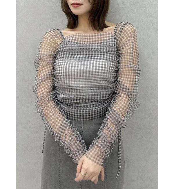 dazzlin「ワンショルギャザーシアートップス」|Tシャツ・カットソー|ブラック