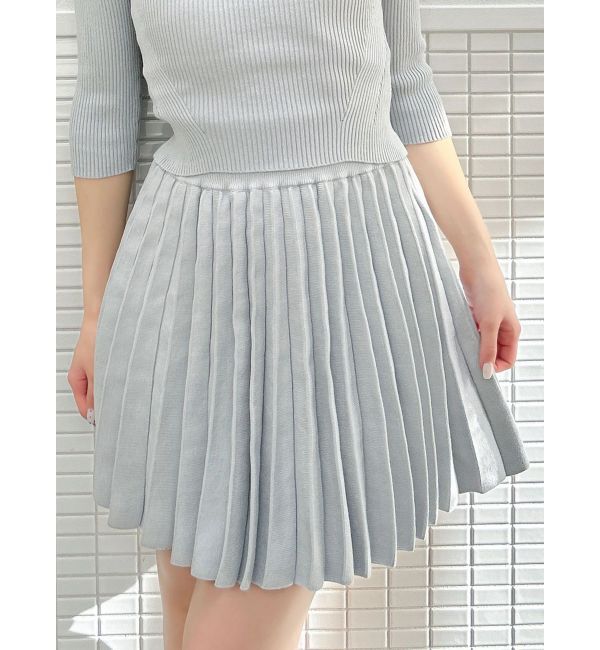 dazzlin「ニットプリーツミニスカート」|スカート|ブルー