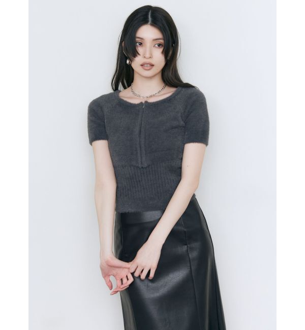 MURUA「シャギージップカーデ&times;キャミSET」|カーディガン|