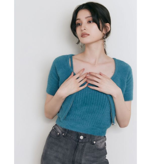 MURUA「シャギージップカーデ&times;キャミSET」|カーディガン|