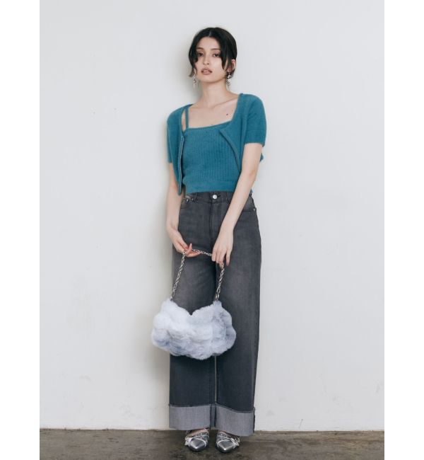 MURUA「シャギージップカーデ&times;キャミSET」|カーディガン|