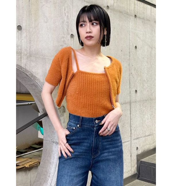 MURUA「シャギージップカーデ&times;キャミSET」|カーディガン|