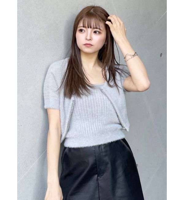 MURUA「シャギージップカーデ&times;キャミSET」|カーディガン|