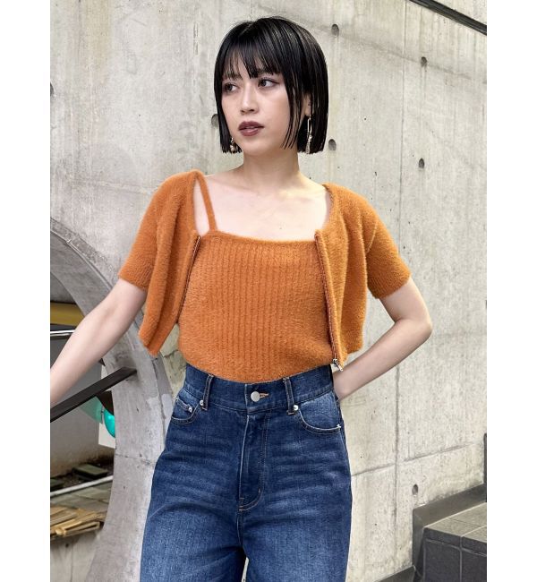 MURUA「シャギージップカーデ&times;キャミSET」|カーディガン|
