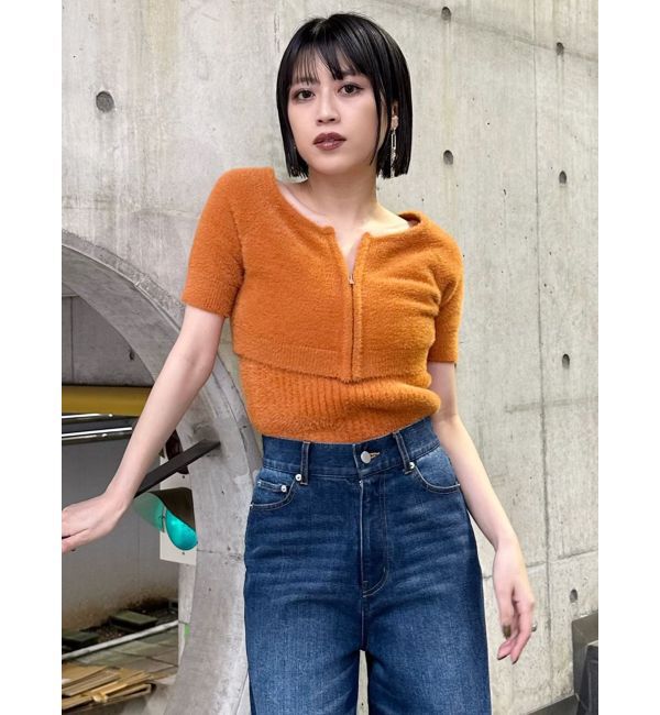 MURUA「シャギージップカーデ&times;キャミSET」|カーディガン|