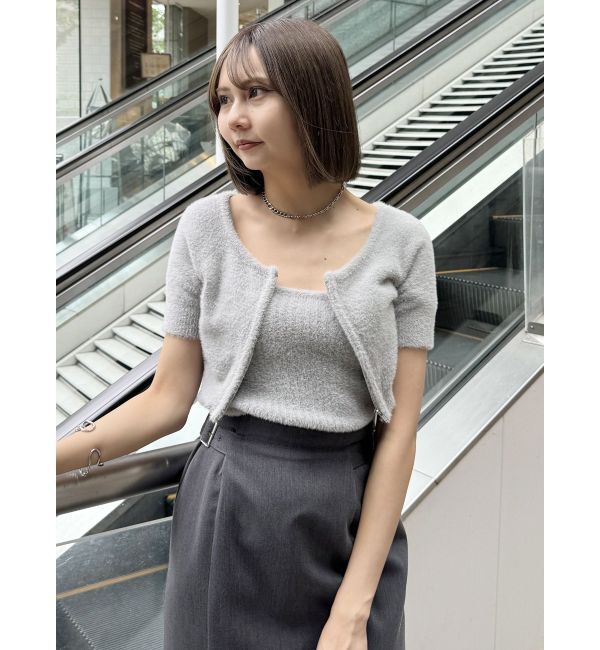 MURUA「シャギージップカーデ&times;キャミSET」|カーディガン|
