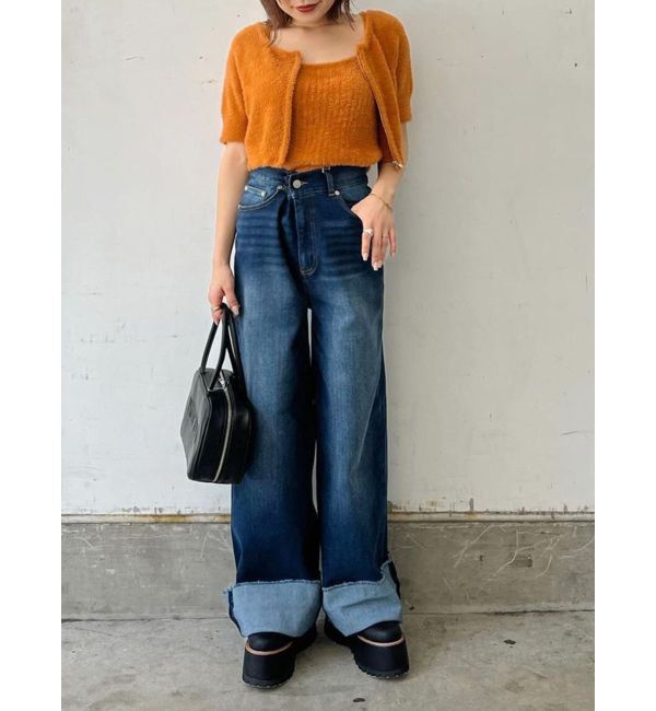 MURUA「シャギージップカーデ&times;キャミSET」|カーディガン|