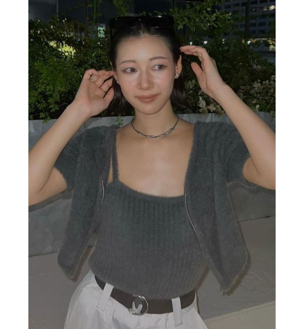 MURUA「シャギージップカーデ&times;キャミSET」|カーディガン|