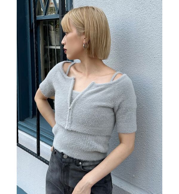 MURUA「シャギージップカーデ&times;キャミSET」|カーディガン|