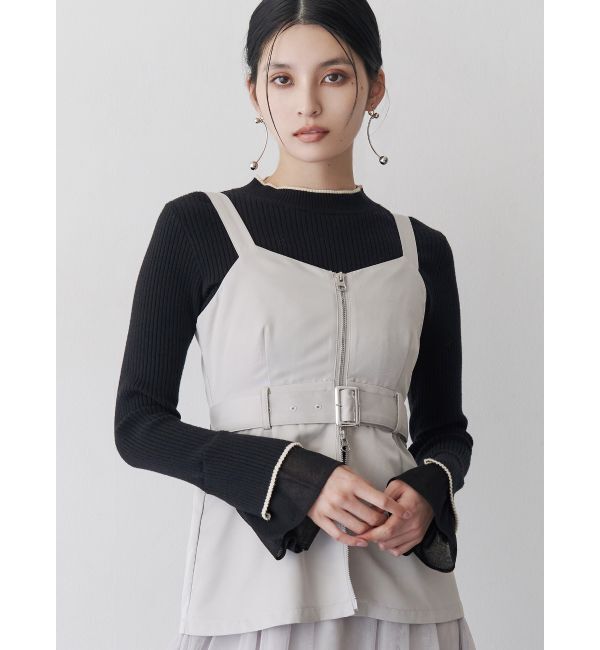 MURUA「ベルスリーブラインニット」|ニット・セーター|ブラック