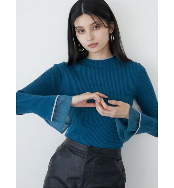 MURUA「ベルスリーブラインニット」|ニット・セーター|ブルー