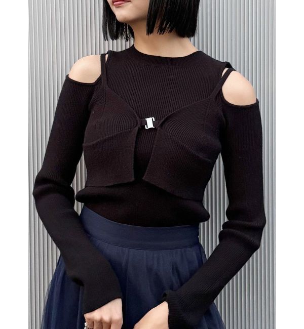 MURUA「フロントホックカットアウトニット」|ニット・セーター|ブラック