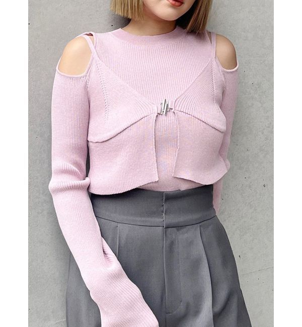 MURUA「フロントホックカットアウトニット」|ニット・セーター|ピンク