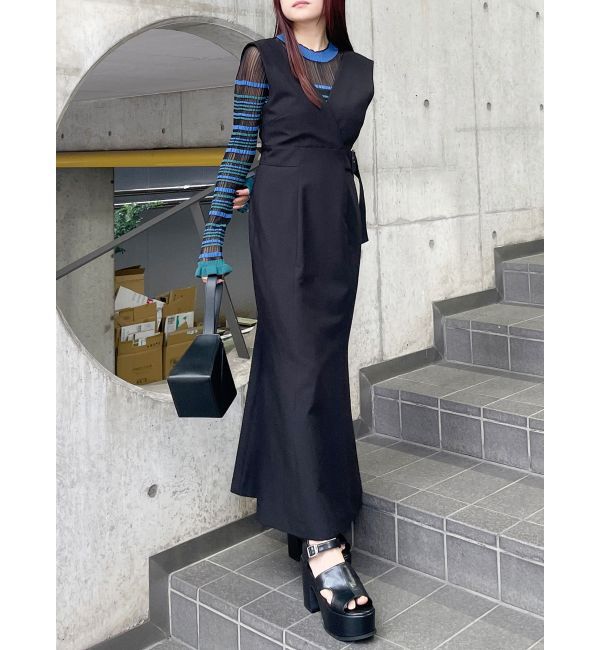 MURUA「カシュクールマーメイドジャンパースカート」|ワンピース|ブラック