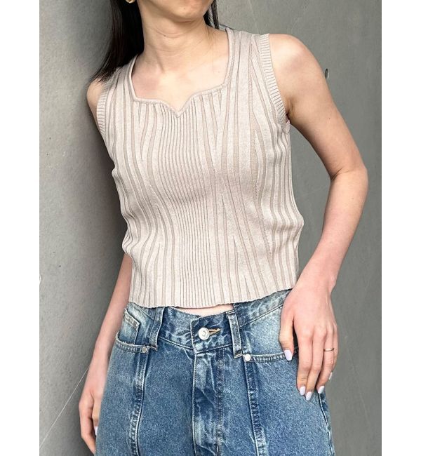 MURUA「スクエアキーネックニットタンク」|タンクトップ|ベージュ