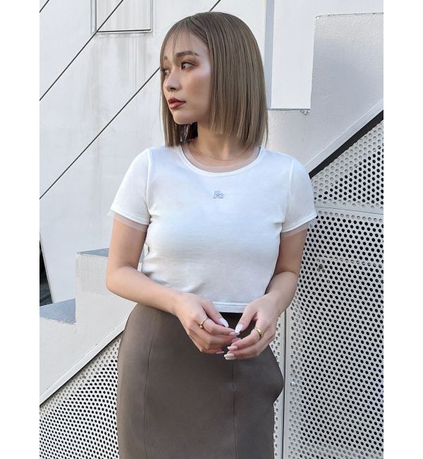 MURUA「チュールトリムコンパクトTシャツ」|Tシャツ・カットソー|