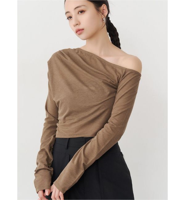 MURUA「ドレープワンショルトップス」|Tシャツ・カットソー|モカ