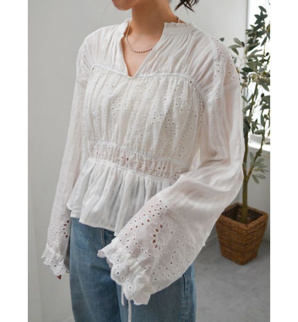 Ungrid「カットワークレースコンビブラウス」|シャツ・ブラウス|