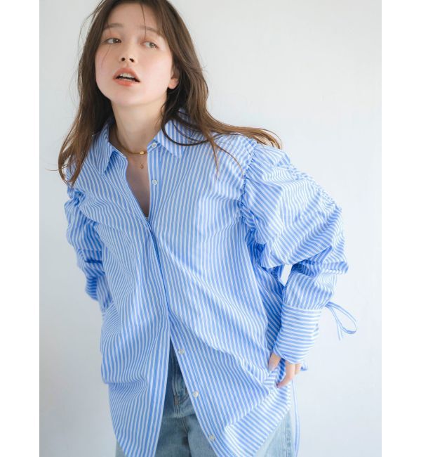 Ungrid「ギャザーデザインルーズシャツ」|シャツ・ブラウス|