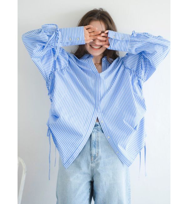 Ungrid「ギャザーデザインルーズシャツ」|シャツ・ブラウス|
