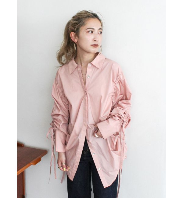 Ungrid「ギャザーデザインルーズシャツ」|シャツ・ブラウス|ピンク