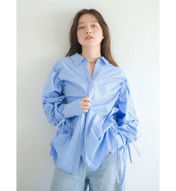 Ungrid「ギャザーデザインルーズシャツ」|シャツ・ブラウス|ミックス