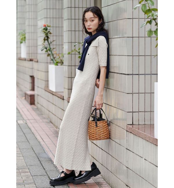 LAGUNAMOON「【POLO BCSコラボ】カラーネックメランジケーブルニットワンピース」|ワンピース|