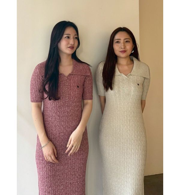 LAGUNAMOON「【POLO BCSコラボ】カラーネックメランジケーブルニットワンピース」|ワンピース|