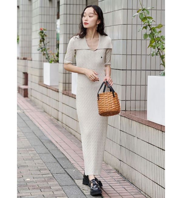 LAGUNAMOON「【POLO BCSコラボ】カラーネックメランジケーブルニットワンピース」|ワンピース|