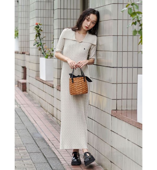 LAGUNAMOON「【POLO BCSコラボ】カラーネックメランジケーブルニットワンピース」|ワンピース|