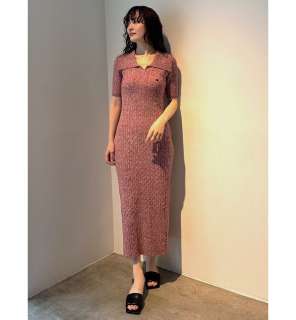 LAGUNAMOON「【POLO BCSコラボ】カラーネックメランジケーブルニットワンピース」|ワンピース|レッド