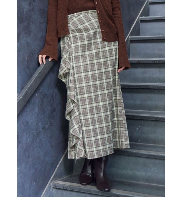 LAGUNAMOON「チェックラッフルスカート」|スカート|ブラウン