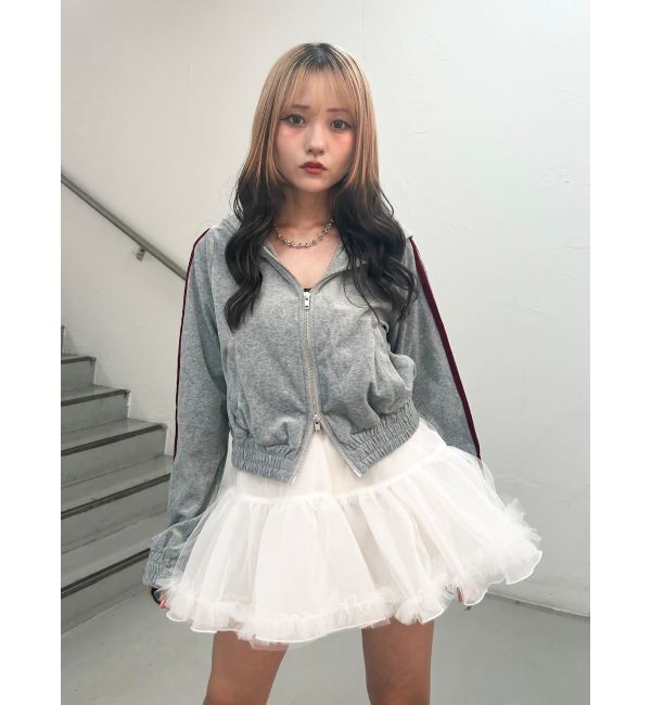 jouetie「ベロアコンパクトラインZIPフーディ【セットアップ対応】」|パーカー|