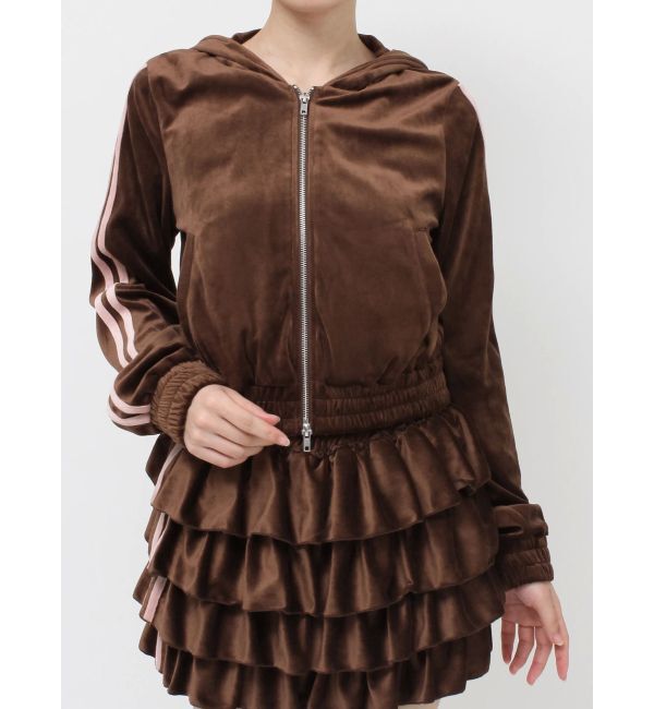jouetie「ベロアコンパクトラインZIPフーディ【セットアップ対応】」|パーカー|