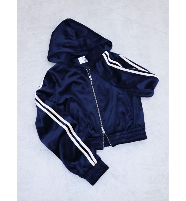 jouetie「ベロアコンパクトラインZIPフーディ【セットアップ対応】」|パーカー|ネイビー
