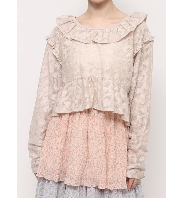 merry jenny「ラメレースフリルカラーtops」|シャツ・ブラウス|