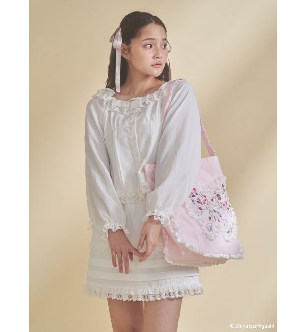 merry jenny「Dream Garden-tulip ribbon lace tote」|トートバッグ|