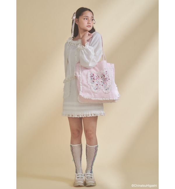 merry jenny「Dream Garden-tulip ribbon lace tote」|トートバッグ|