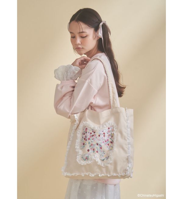 merry jenny「Dream Garden-tulip ribbon lace tote」|トートバッグ|