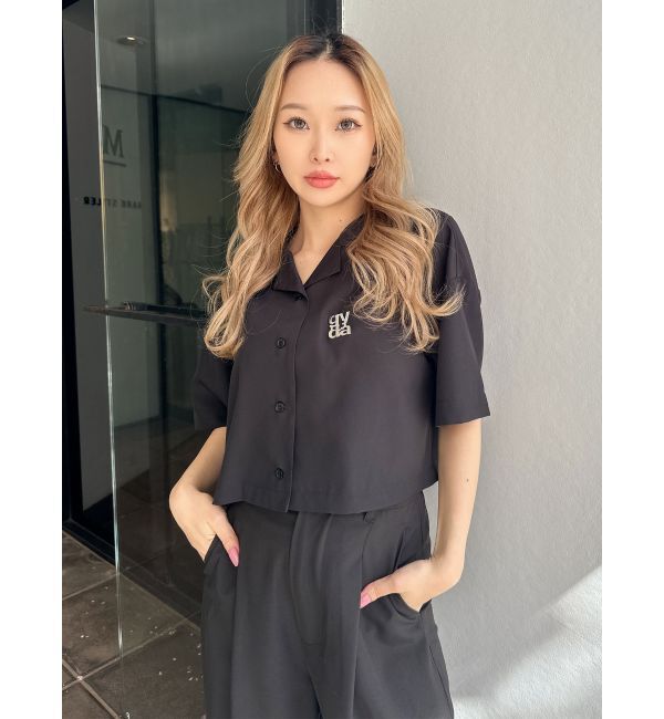 GYDA「クロップドOPENカラーシャツ」|シャツ・ブラウス|ブラック