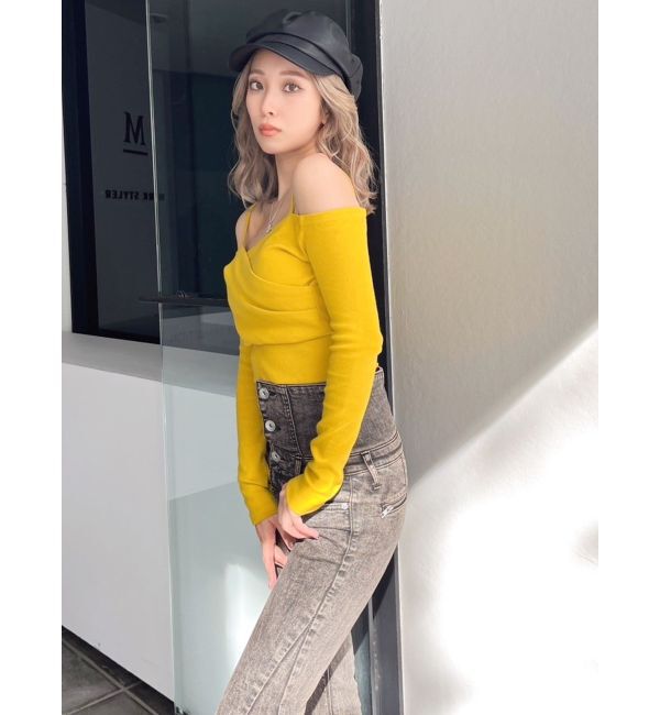 GYDA「カシュクールデザインオフショルトップス」|Tシャツ・カットソー|