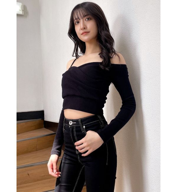 GYDA「カシュクールデザインオフショルトップス」|Tシャツ・カットソー|