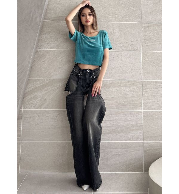 GYDA「CHILLAXING embroideryベロアトップス」|Tシャツ・カットソー|