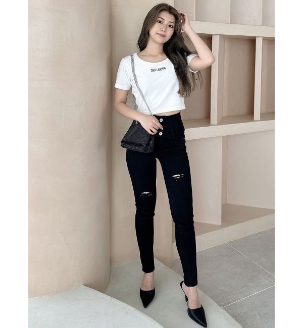 GYDA「CHILLAXING embroideryベロアトップス」|Tシャツ・カットソー|