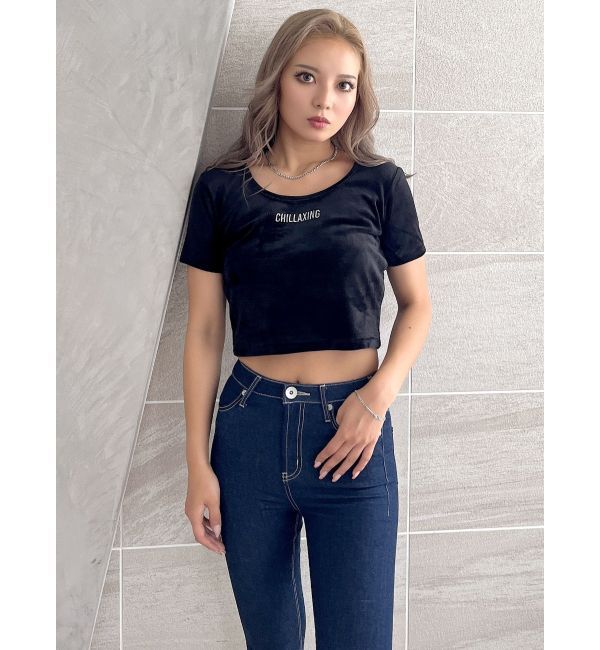 GYDA「CHILLAXING embroideryベロアトップス」|Tシャツ・カットソー|