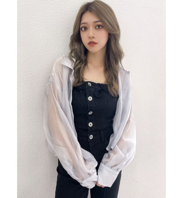 GYDA「シアーラインストーンショートシャツ」|シャツ・ブラウス|