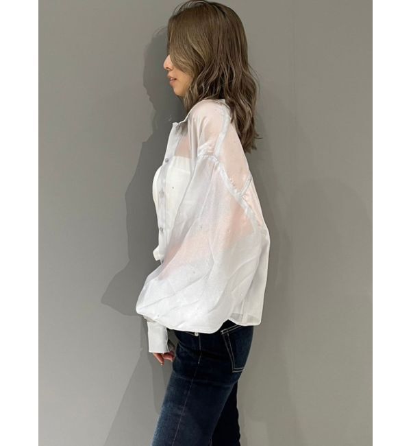 GYDA「シアーラインストーンショートシャツ」|シャツ・ブラウス|